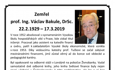 Zemřel prof. Ing. Václav Bakule, DrSc.