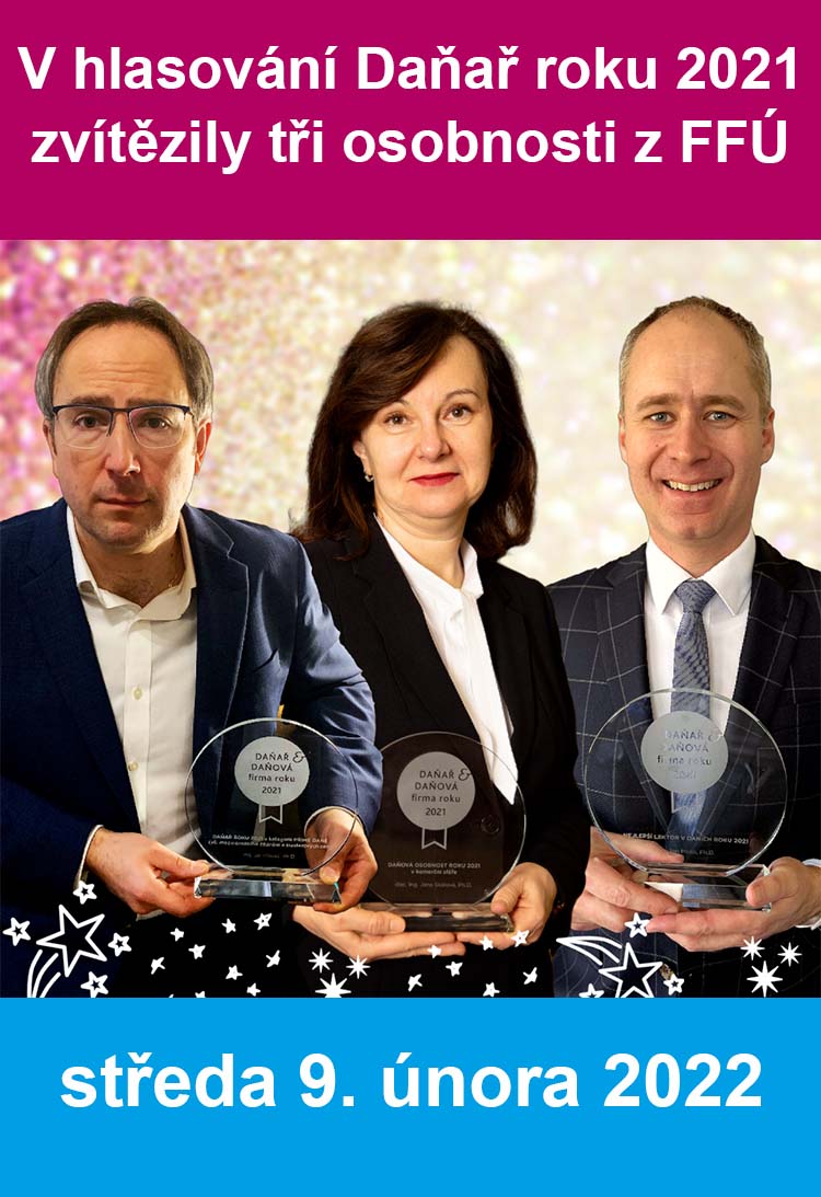 Tři učitelé FFÚ vítězi v soutěži Daňař roku 2021