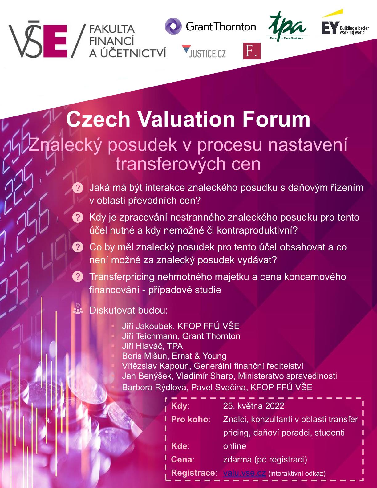 Konference Znalecký posudek v procesu nastavení transferových cen (Czech Valuation Forum)