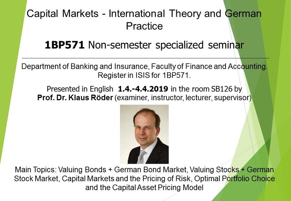 Non-semester specialized seminar: Capital Markets – International Theory and German Practice (1BP571)