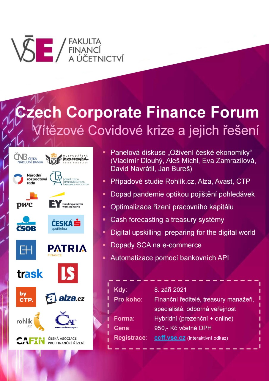 Pozvánka na konferenci Czech Corporate Finance Forum